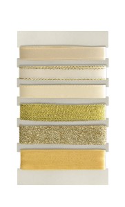 Tasiemki satynowe - ZESTAW ZŁOTY - 6 x 1m - 6 wzorów tasiemek  