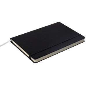 Notes Notatnik biurowy twardy w kratkę zamykany na gumkę - O.NOTE Berlin - 207 x 145 mm (A5) - czarny