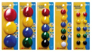 Magnesy do tablic, średnica 50mm, MIX kolorów, opk 3szt, Argo - Magnetyczne punkty mocujące