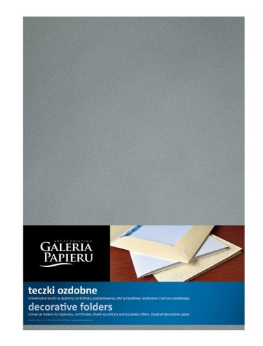 Teczka ozdobna ofertowa METALIZOWANA SREBRNA opk. 10 sztuk A4 www.niszczarka.net