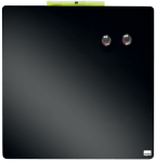 Tabliczka magnetyczna suchościeralna 36x36cm REXEL Czarna + marker suchościeralny GlowWrite, dwa magnesy i  taśma montażowa 