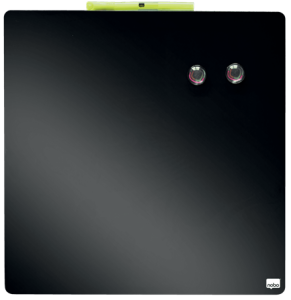 Tabliczka magnetyczna suchościeralna 36x36cm REXEL Czarna + marker suchościeralny GlowWrite, dwa magnesy i  taśma montażowa 