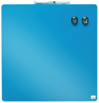 Tabliczka magnetyczna suchościeralna 36x36cm REXEL Niebieska + marker suchościeralny GlowWrite, dwa magnesy i  taśma montażowa  