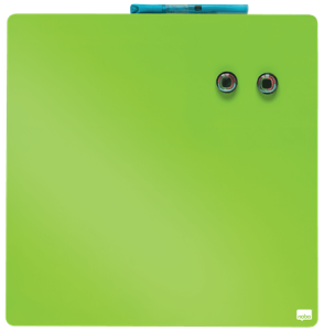 Tabliczka magnetyczna suchościeralna 36x36cm REXEL Zielona + marker suchościeralny GlowWrite, dwa magnesy i  taśma montażowa 