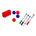 Akcesoria do tablic MemoBe zestaw: markery 4 kol., gąbka magnetyczna, magnesy f 30 mm 6 szt. www.niszczarka.net