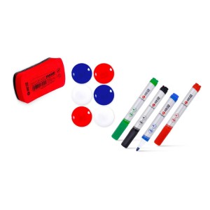Akcesoria do tablic MemoBe  zestaw: markery 4 kol., gąbka magnetyczna, magnesy f 30 mm 6 szt. 