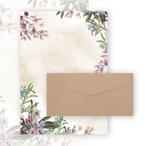 Papeteria  Umbria ciemnobeżowa A4 - 20 ark   + 10 szt kopert DL Nature ciemnobeżowy