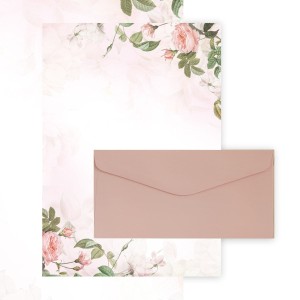 Papeteria ozdobna  GARDEN - 20 ark Garden A4 100g + 10 szt kopert DL Gładki Różowy