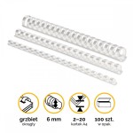 Grzbiety plastikowe do bindowania 6mm (2-20 kartek) A4/100szt - kolor BIAŁY - Fellowes