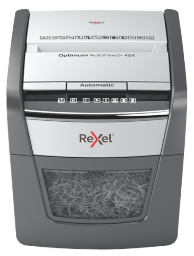 Niszczarka automatyczna Rexel Optimum AutoFeed+ 45X ścinki 4x28mm P-4 www.niszczarka.net