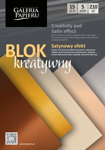 Blok kreatywny – Satynowy efekt A4 210g/m2 - 15 ark. kartonów metalicznych www.niszczarka.net