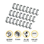 Grzbiety drutowe A4 Fellowes 6mm (21-35 kartek) 1/4" skok 3:1 - 100szt kolor Czarny