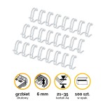 Grzbiety drutowe A4 Fellowes  6mm (21-35 kartek) 1/4" skok 3:1 opk 100szt - kolor Biały