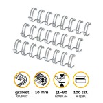 Grzbiety drutowe A4 Fellowes 10mm (51-80 kartek) 3/8" skok 3:1 - 100szt kolor Srebrny