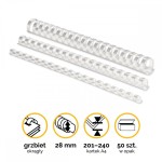 Grzbiety plastikowe do bindowania  28mm (201-240 kartek) /50szt Fellowes - kolor Biały