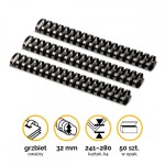 Grzbiety plastikowe do bindowania  32mm (241-280 kartek)  /50szt Fellowes - kolor Czarny