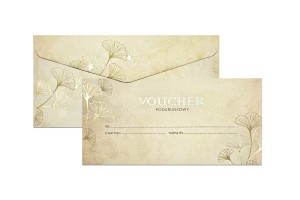 Koperta / koperty ozdobne GINKGO DL 120g + voucher 21x10,5cm 190g - 5 kompletów 