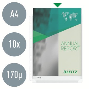 Koszulki na dokumenty, obwoluta na katalogi Leitz Premium - format A4 opk 10szt - groszkowe, poszerzane