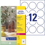 Etykiety przeźroczyste  Avery Zweckform Crystal Clear okrągłe,  L7787-25 - ⌀ 60 mm A4, 25 arkuszy - przeźroczyste 