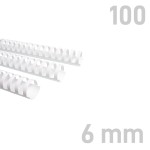 Grzbiety plastikowe - O.COMB Okrągłe 6mm A4/100szt - kolor BIAŁY - OPUS 
