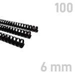Grzbiety plastikowe - O.COMB Okrągłe 6mm A4/100szt - kolor CZARNY - OPUS 