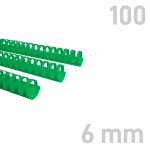 Grzbiety plastikowe - O.COMB Okrągłe 6mm A4/100szt - kolor ZIELONY - OPUS