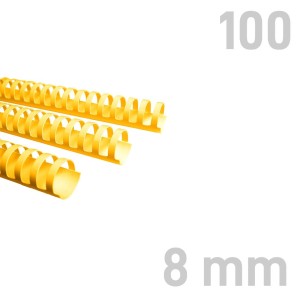 Grzbiety plastikowe - O.COMB Okrągłe 8mm A4/100szt - kolor ŻÓŁTY - OPUS
