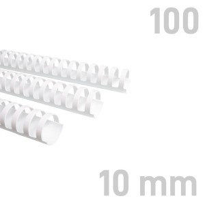 Grzbiety plastikowe - O.COMB Okrągłe 10mm A4/100szt - kolor BIAŁY - OPUS