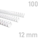 Grzbiety plastikowe - O.COMB Okrągłe 12mm A4/100szt - kolor BIAŁY - OPUS