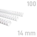 Grzbiety plastikowe - O.COMB Okrągłe 14mm A4/100szt - kolor BIAŁY - OPUS