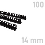 Grzbiety plastikowe - O.COMB Okrągłe 14mm A4/100szt - kolor CZARNY - OPUS