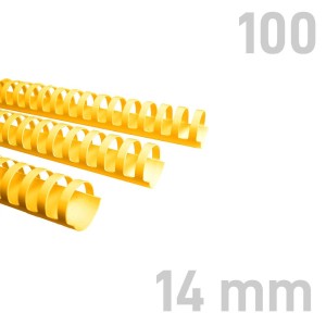 Grzbiety plastikowe - O.COMB Okrągłe 14mm A4/100szt - kolor ŻÓŁTY - OPUS