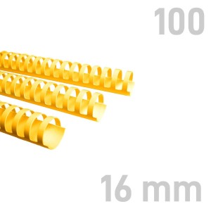 Grzbiety plastikowe - O.COMB Okrągłe 16mm A4/100szt - kolor ŻÓŁTY - OPUS