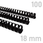 Grzbiety plastikowe - O.COMB Okrągłe 18mm A4/100szt - kolor CZARNY - OPUS