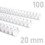 Grzbiety plastikowe - O.COMB Okrągłe 20mm A4/100szt - kolor BIAŁY - OPUS