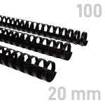 Grzbiety plastikowe - O.COMB Okrągłe 20mm A4/100szt - kolor CZARNY - OPUS
