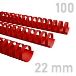 Grzbiety plastikowe - O.COMB Okrągłe 22mm A4/100szt - kolor CZERWONY - OPUS