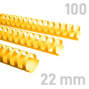 Grzbiety plastikowe - O.COMB Okrągłe 22mm A4/100szt - kolor ŻÓŁTY- OPUS