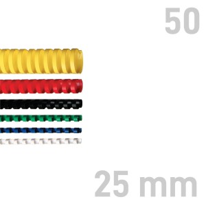 Grzbiety plastikowe - O.COMB Owalne 25mm A4/50szt - kolor ŻÓŁTY - OPUS