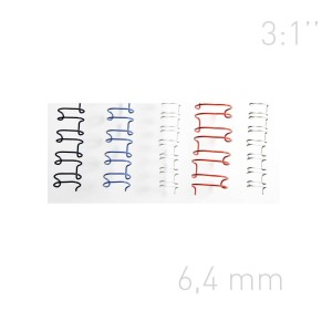 Grzbiety drutowe - O.WIRE 3:1 - 6,4mm A4 - 100 sztuk - CZERWONY - OPUS