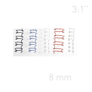 Grzbiety drutowe - O.WIRE 3:1 - 8mm A4 - 100 sztuk - SREBRNY - OPUS