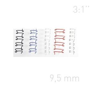 Grzbiety drutowe - O.WIRE 3:1 - 9,5mm A4 - 100 sztuk - BIAŁY - OPUS