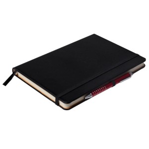  Notes Notatnik biurowy twardy w linię zamykany na gumkę - O.NOTE London - 207 x 145 mm (A5) - czarny OPUS