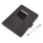 Notes Notatnik biurowy twardy w kratkę z kieszonką na telefon, zamykany z wymiennym wkładem - O.NOTE Sidney - 207 x 145 mm (A5) - czarny OPUS 