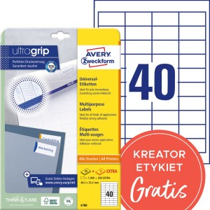 Trwałe etykiety papierowe 48,5 x 25,4 mm, białe etykiety samoprzylepne, etykiety do druku 30 ark. / op., Avery 4780