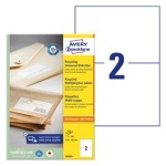 Ekologiczne, recyklingowane etykiety papierowe 210 x 148 mm, białe etykiety samoprzylepne, etykiety do druku 100 ark. / op., Avery LR3655