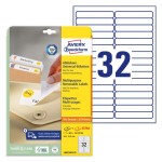 Usuwalne etykiety papierowe 96 x 16,9 mm, białe etykiety samoprzylepne, etykiety do druku 30 ark. / op., Avery L6031REV-25
