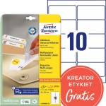 Usuwalne etykiety papierowe 96 x 50,8 mm, białe etykiety samoprzylepne, etykiety do druku 30 ark. / op., Avery L4744REV-25