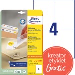 Usuwalne etykiety papierowe 105 x 148 mm, białe etykiety samoprzylepne, etykiety do druku 30 ark. / op., Avery L6028REV-25