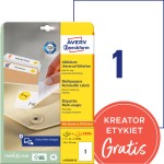 Usuwalne etykiety papierowe 210 x 297 mm, białe etykiety samoprzylepne, etykiety do druku 30 ark. / op., Avery L4735REV-25